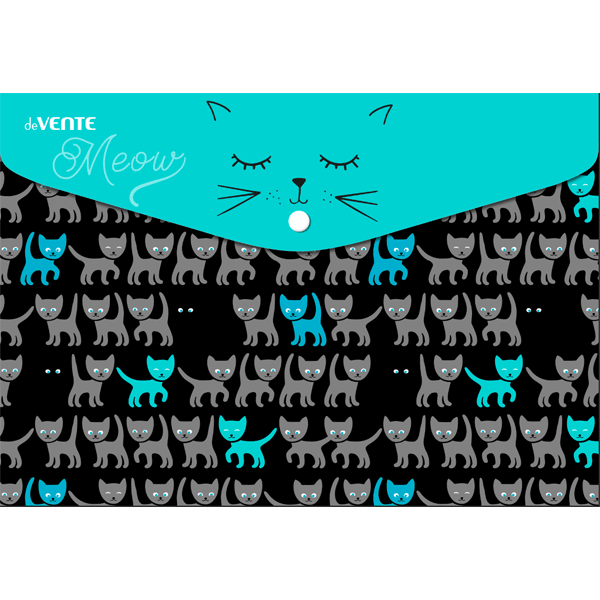 Папка-конверт на кнопке А4 0,15мм "Blue Cats" DEVENTE 3071559