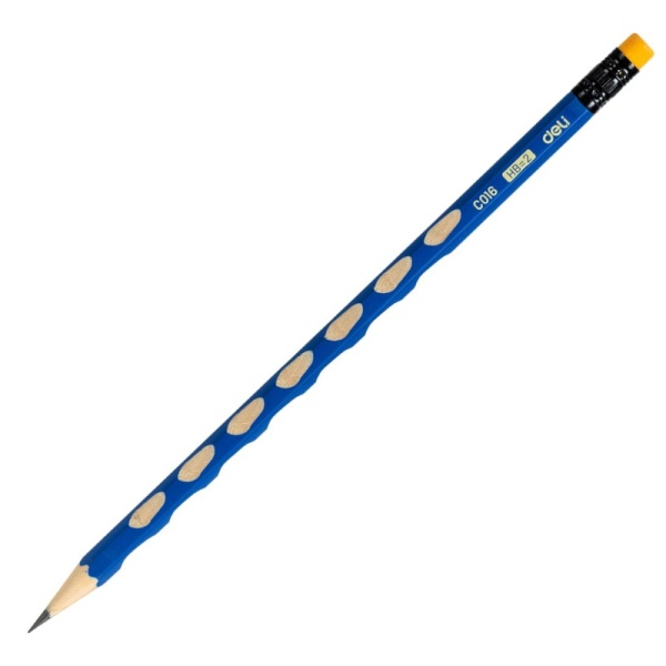 Карандаш чернографитный Deli U-Touch HB 6-гр,с ласт,с углубл,синий EC016-HB 1739296