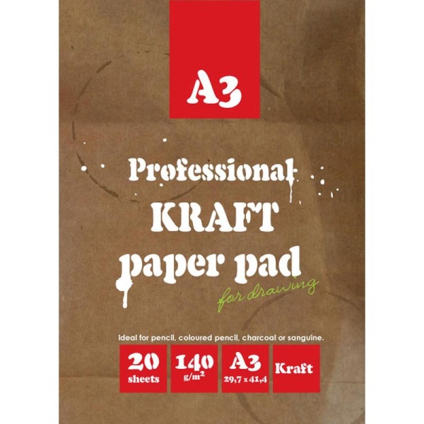 Папка для рисования и эскизов Kroyter, А3, 20л, блок крафт 140г, 02649 376914