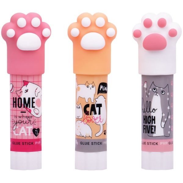 Клей-карандаш MeShu с топпером "Paw" ассорти, 8г., дисплей бокс, ПВП 339127 MS_45451
