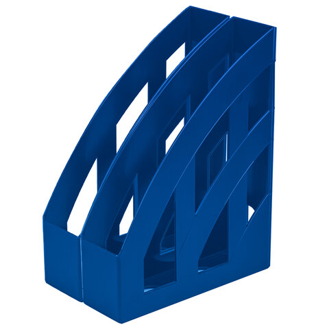 Лоток вертикальный для бумаг BRAUBERG "Modern", 245х75х320 мм, синий, 238031
