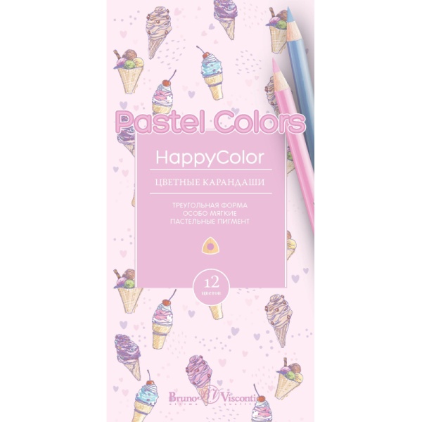 Карандаши цветные HAPPYCOLOR пастельные 12цв. 30-0093 1559061